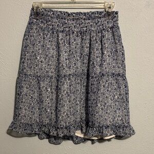 LOFT Navy Floral A-Line Skirt